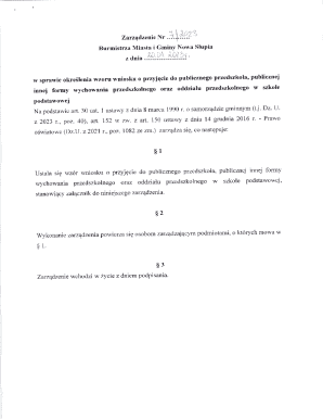 Polish Preschool Admission Application Form