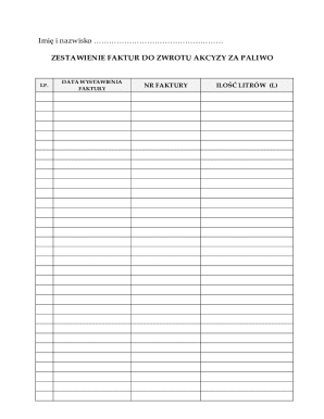 Poland Fuel Excise Tax Invoice Summary