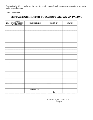 Polish Fuel Excise Tax Refund Form