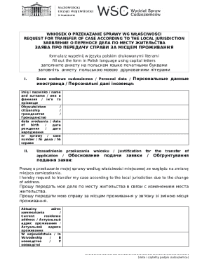 Request for Transfer of Case According to Local Jurisdiction