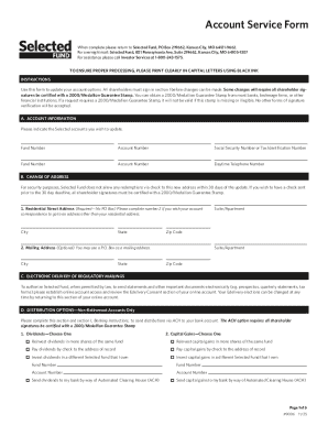 Selected Fund Account Service Form
