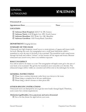 Ultrasound Exam Form