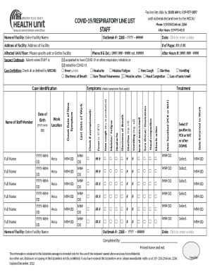 COVID-19 Respiratory Line List Form