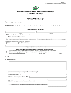 Bank Complaint Form