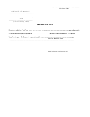 Polish Power of Attorney for Civil Registry Office