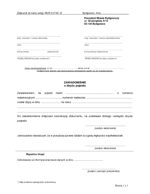 Vehicle Sale Notification Form