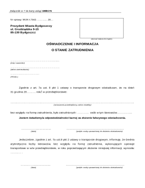 Oświadczenie o stanie zatrudnienia