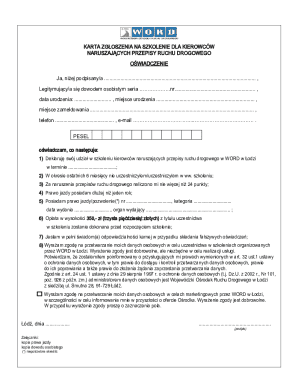 Polish Driver Retraining Application Form