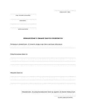 Employee Personal Data Change Declaration