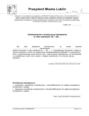 Oświadczenie o kontynuacji dowożenia