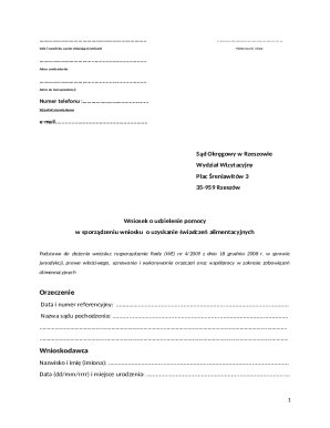 Poland Alimony Application Form