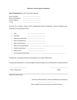 Personal Data Change Request Form