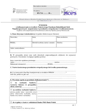 Application for PFRON Funding for Orthopedic Equipment
