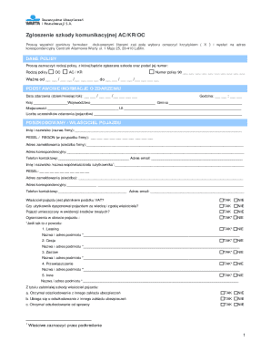 AC/KR/OC Vehicle Damage Report Form