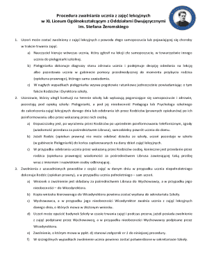 Student Absence Release Form