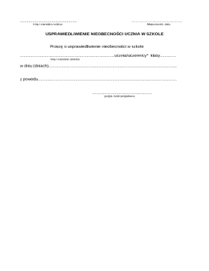 Parent Excuse Note for Student Absence