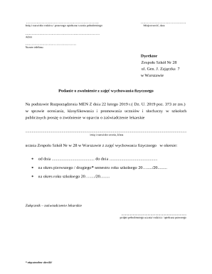 Polish Physical Education Exemption Request