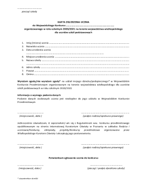 Wojewódzki Konkurs Przedmiotowy Registration Form