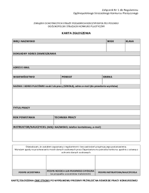 Poland Fire Brigade Art Contest Entry Form