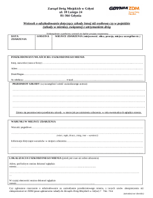 Gdynia Property Damage Compensation Claim Form