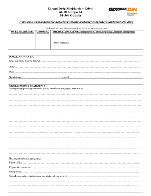 Personal Injury Compensation Claim Form