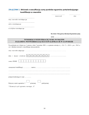 Application for Verification of Exam Points