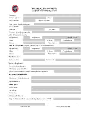 Polish Graduate Studies Application Form
