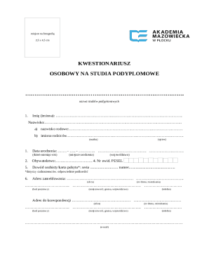 Polish Graduate Studies Application Form