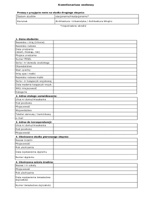 Polish University Application Form
