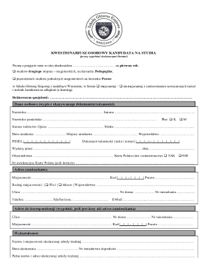 Polish University Application Form
