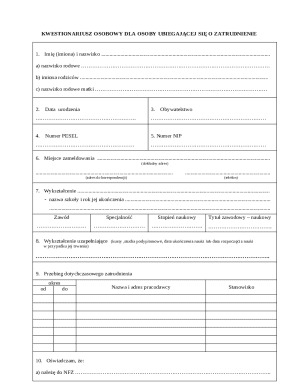 Polish Employment Application Form