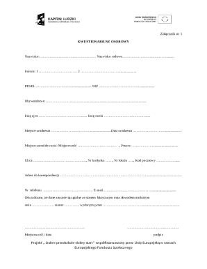 Personal Questionnaire Form