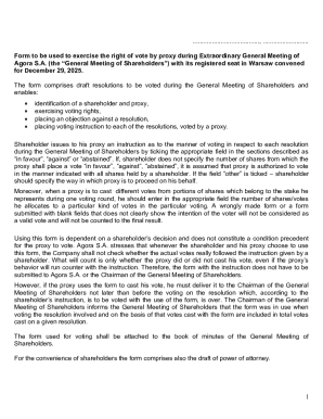 Proxy Voting Form for Agora S.A. General Meeting