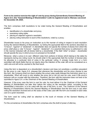 Proxy Voting Form for Agora S.A. Extraordinary General Meeting