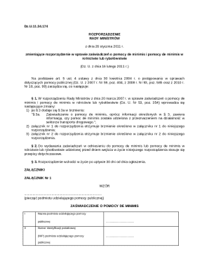 Polish De Minimis Aid Certificate