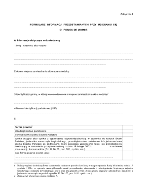 Polish De Minimis Aid Application Form