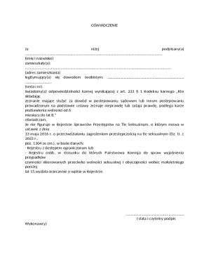 Affidavit of Non-Registration in Sexual Offender Registry