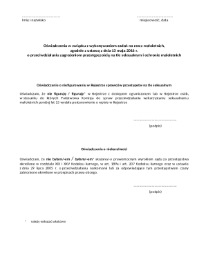 Oświadczenie o niefigurowaniu w Rejestrze sprawców przestępstw na tle seksualnym