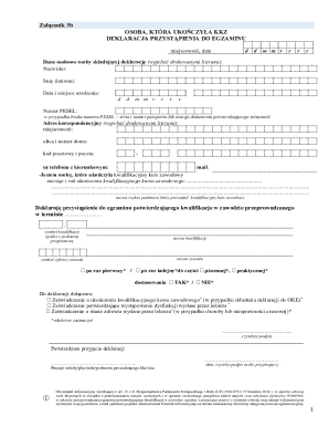 Polish Vocational Exam Declaration Form