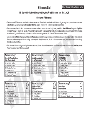 German Local Council Election Ballot