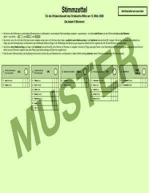 German Local Council Election Ballot