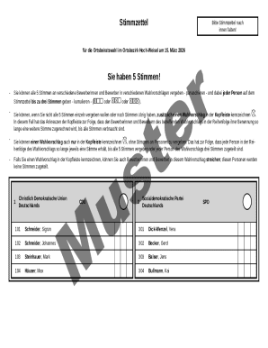 German Local Council Election Ballot