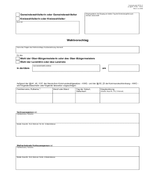 German Municipal Election Nomination Form