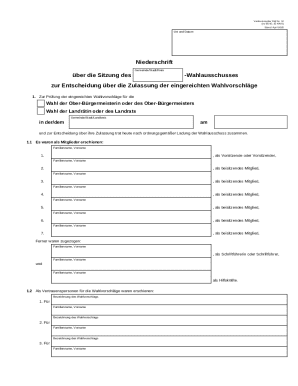 German Municipal Election Form DW Nr. 12