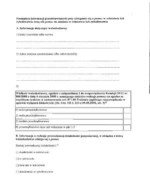 EU De Minimis Aid Application Form