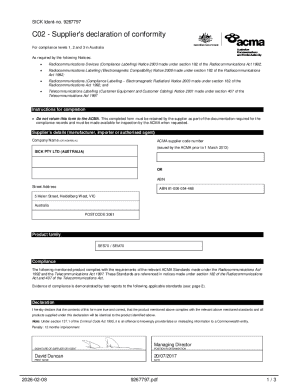 Supplier's Declaration of Conformity