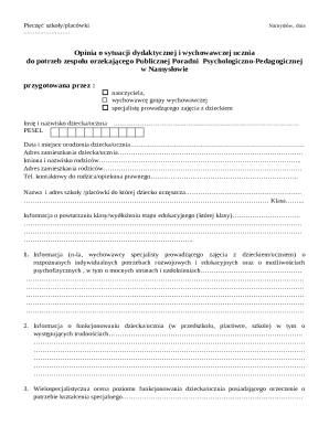 Polish Student Educational and Developmental Opinion Form