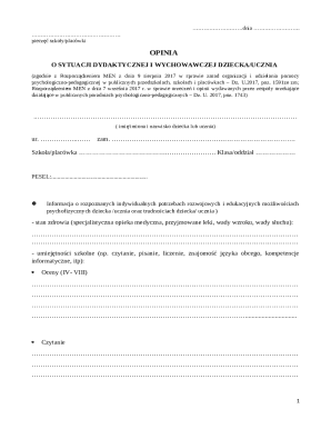 Polish Educational Opinion Form