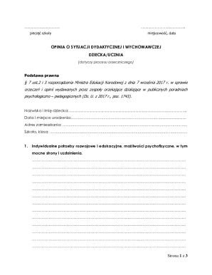 Opinion on Educational and Upbringing Situation of a Child