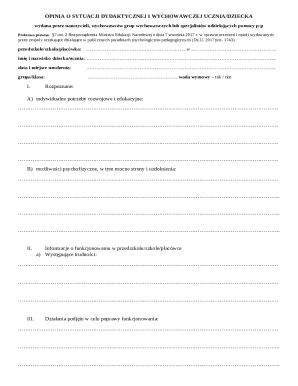 Educational and Upbringing Situation Opinion Form